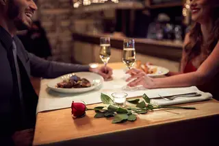 Couple having a romantic evening in restaurant